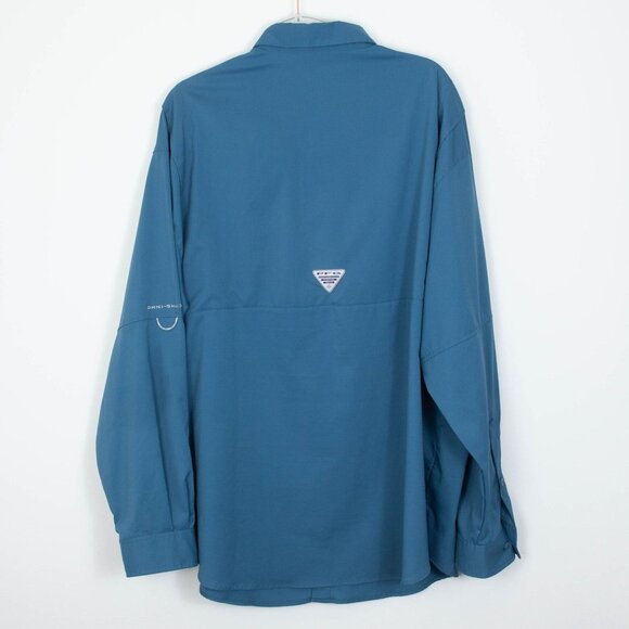 Columbia Mens PFG Omnishade Button Down Shirt Size XXL Blue Long Sleeve Fishing - Picture 7 of 9